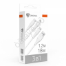 USB кабель 3в1 USB(A)-Type-C/microUSB/iP BY Base, 18W, 1,2 м, 3A, PVC, белый