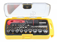 Отвертка реверсивная с битодержателем ,комплектом бит и головок (36пр.) в пластиковом футляре. BaumAuto